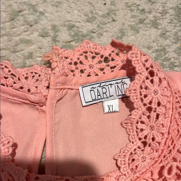 Darling Lace Trim Sleeveless Blouse in Coral - Picture 2 of 7